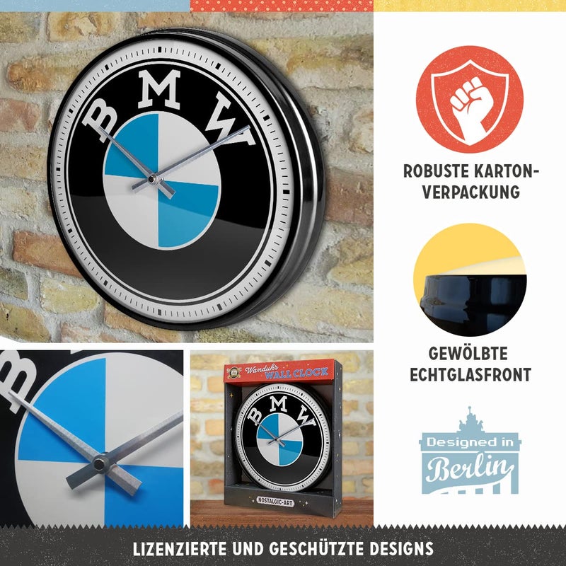 Nostalgic Art Nostalgic-Art Retro Wall Clock, 12.2", Official License Product (OLP), BMW â€“ Logo â€“ Gift idea for car Accessories Fans, Large Kitchen Decoration, Vintage Design - Image 2